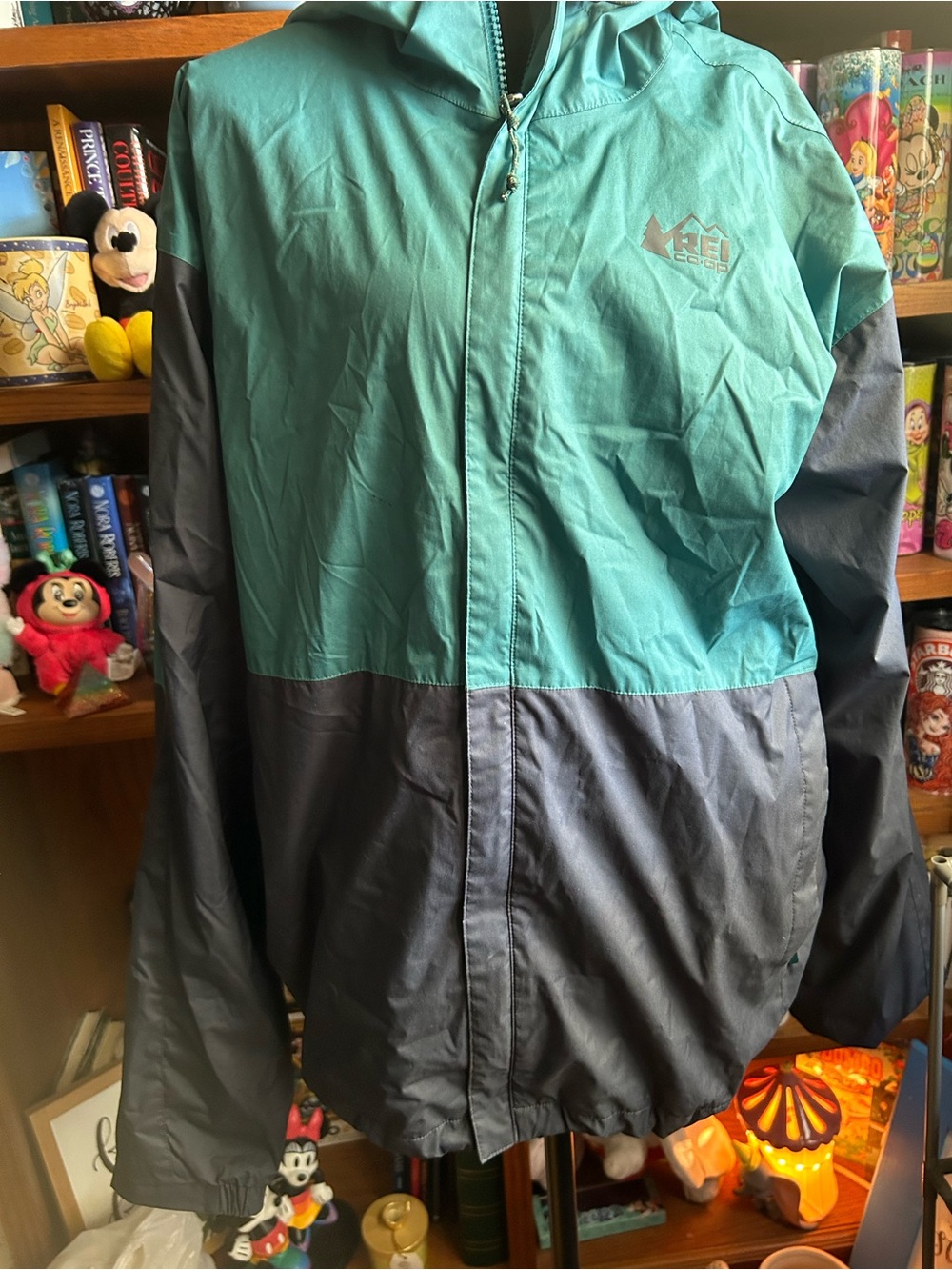 REI Men’s Two-Tone Teal and Charcoal Hooded Jacket